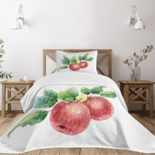 Green Leaves and Fruits Bedspread Set