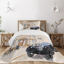 Old School Car Cafe Bedspread Set