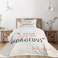 Valentines Day Slogan Bedspread Set