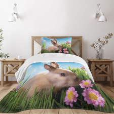 Grass and Spring Flowers Bedspread Set