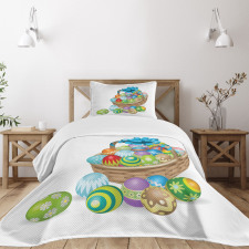 Basket of Colorful Eggs Bedspread Set