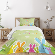 Colorful Cartoon Bunnies Bedspread Set