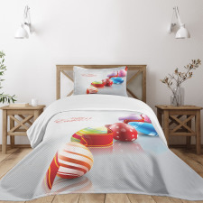 Ribbon and Colorful Eggs Bedspread Set