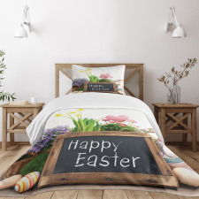 Flowers Eggs on Table Bedspread Set