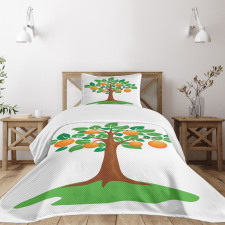 Orange Tree Design Bedspread Set