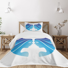 Blue Twins Faces Bedspread Set