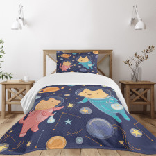 Cartoon Dog Astronaut Bedspread Set