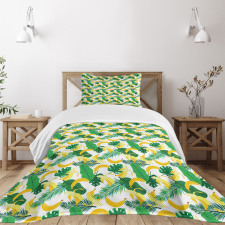 Cartoon Banana Leaves Bedspread Set