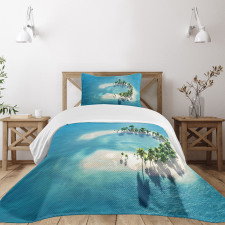 Atoll Palm Trees Ocean Bedspread Set