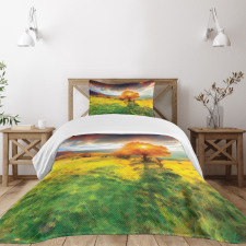 Fall Season Mountains Bedspread Set