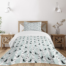 Bird Silhouettes Trees Bedspread Set