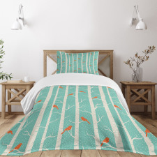 Dotted Tree and Birds Bedspread Set