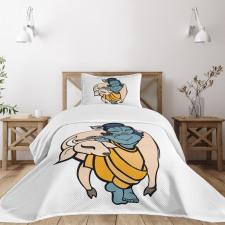 Ancient Character Playing Bedspread Set