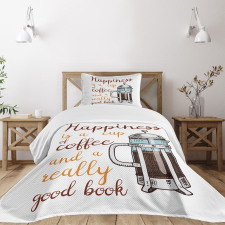 French Press and Words Bedspread Set