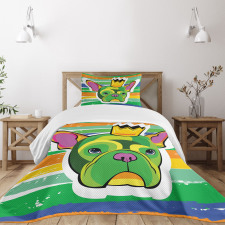 Crowned Dog Colorful Bedspread Set