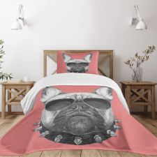 Dog Sketch Sunglasses Bedspread Set