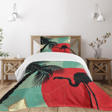 Grunge Flamingo Palm Bedspread Set