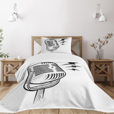 Retro Microphone Radio Bedspread Set