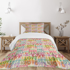 Colorful Romantic Engagement Bedspread Set