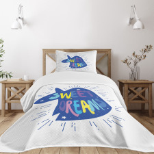 Blue Unicorn Head Bedspread Set