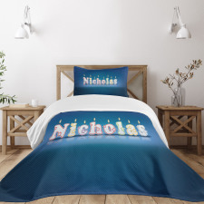 Boys Name Party Candle Bedspread Set