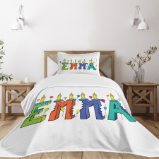 Popular Colorful Name Bedspread Set