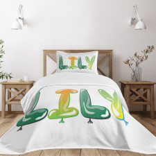 Common Girl Name Balloons Bedspread Set