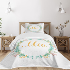 Frame of Flowers Ferns Bedspread Set