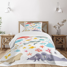 Colorful Ocean Animals Bedspread Set