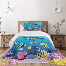 Sea Turtle Coral Reef Bedspread Set