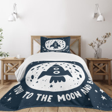 Spaceship and Love Saying Bedspread Set