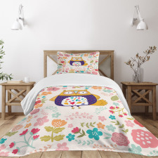 Colorful Bird and Flowers Bedspread Set
