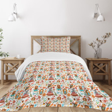 Forest Foliage Animals Bedspread Set