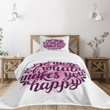 Watercolor Brush Slogan Bedspread Set