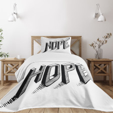 Sketch Letters with Lines Bedspread Set