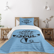 Anchor in the Wavy Ocean Bedspread Set