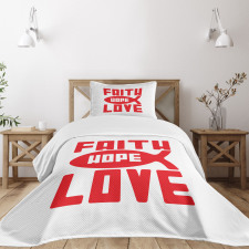 Monochrome Fish and Words Bedspread Set