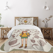 Hiker Girl Backpack Bedspread Set