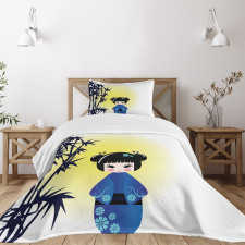 Kokeshi Doll Bamboo Tree Bedspread Set
