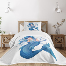 Manga Style Pisces Girl Bedspread Set