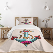 Nautical Rope and Hearts Bedspread Set