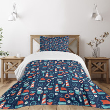 Captain Boats and Helm Bedspread Set