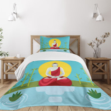 Meditating Monk Yoga Bedspread Set
