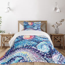 Doodle Wavy Lines Bedspread Set