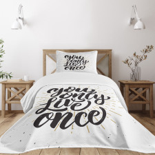 Hand Drawn Popular Words Bedspread Set