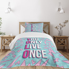 Abstract Shapes and Words Bedspread Set