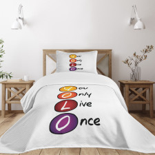 Colorful Circles Acronym Bedspread Set