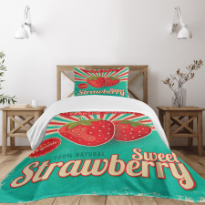 Retro Poster Strawberries Bedspread Set