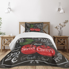 Sketch Style Ripe Cherry Bedspread Set