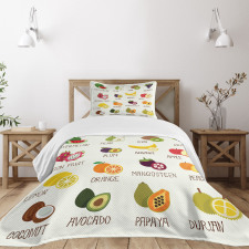 Apple Orange Coconut Bedspread Set